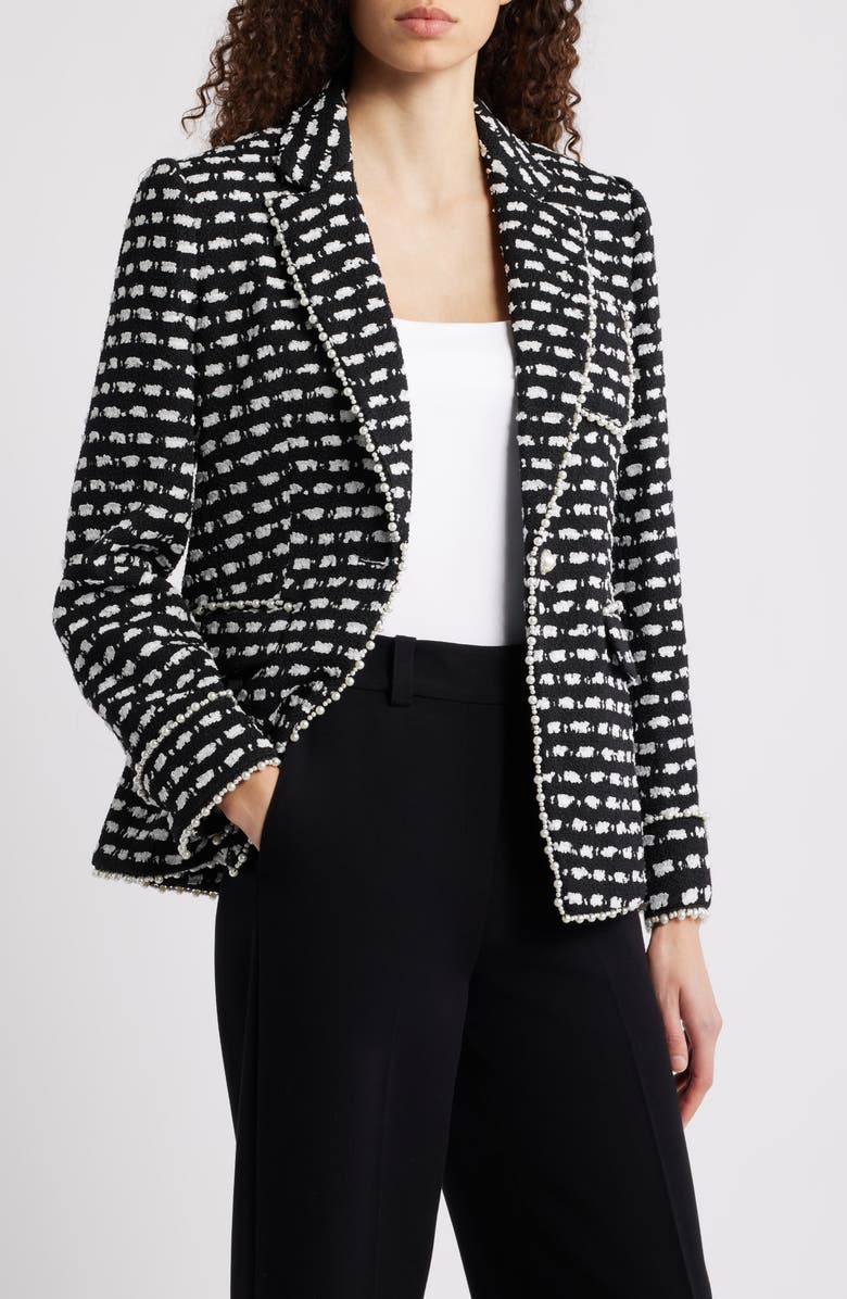 Elie Tahari The Selma Tweed Jacket, Main, color, Black And White Tweed
