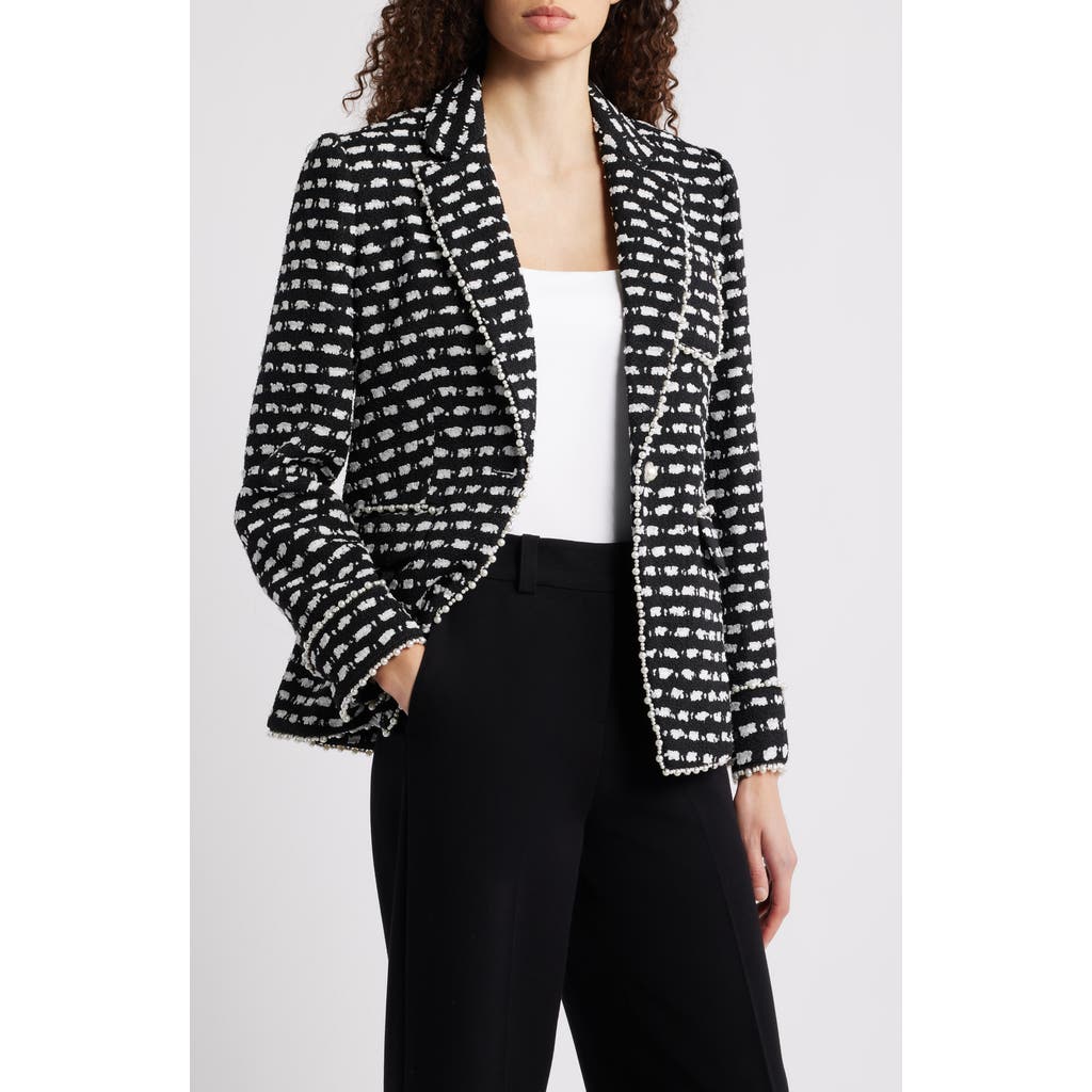 Elie Tahari The Selma Tweed Jacket In Black And White Tweed
