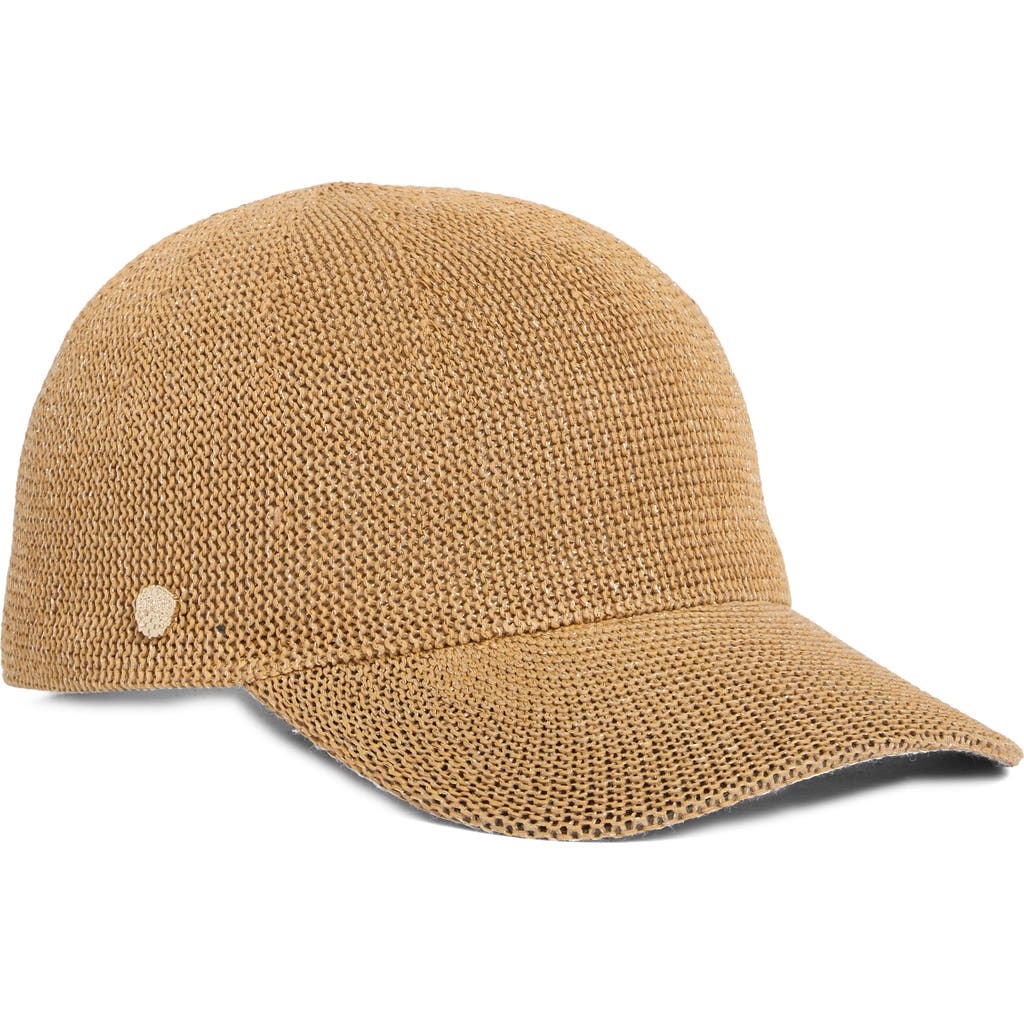 Vince Camuto Metallic Paper Packable Baseball Cap In Brown