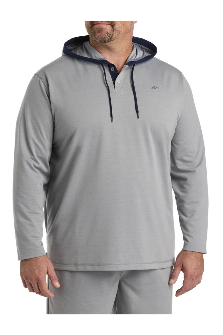 Big & Tall French Terry Performance Henley Hoodie, Main, color, GREY 3
