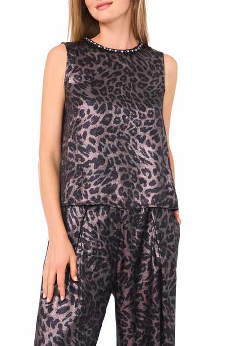 Vince Camuto Leopard Print Satin Tank