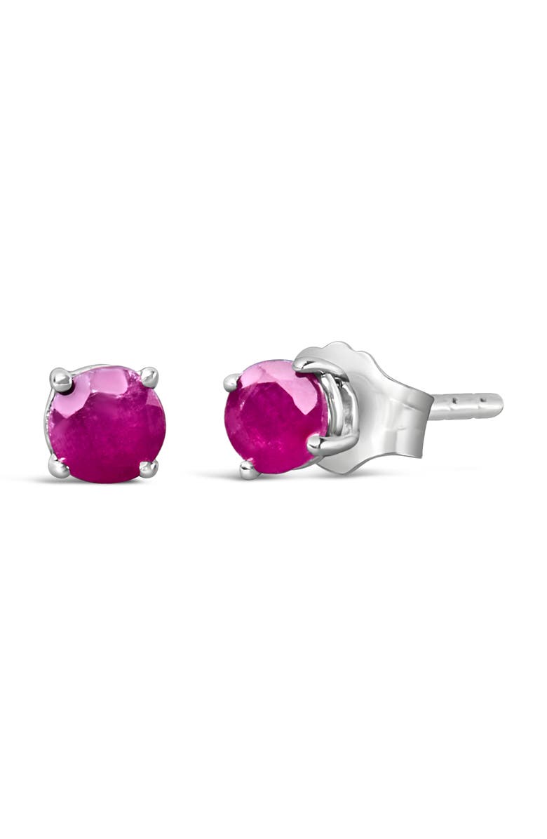 Haus of Brilliance .925 Sterling Silver 3.5 MM Created Birthstone Solitaire Stud Earrings, Alternate, color, Pink Ruby