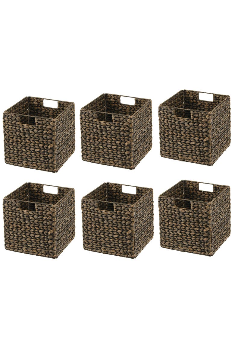 mDesign Hyacinth Woven Cube Bin Basket Organizer, Main, color, Black Wash