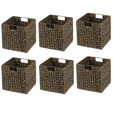 Hyacinth Woven Cube Bin Basket Organizer
