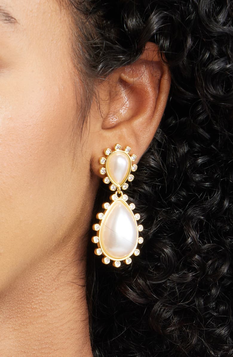 FRASIER STERLING Copenhagen Faux Pearl Drop Earrings, Alternate, color, Gold