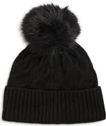BP. Cable Faux Fur Pom Beanie