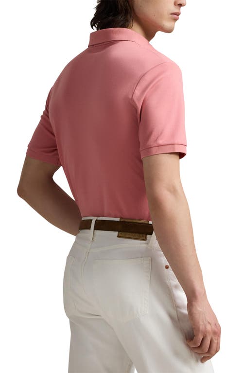 Polo Ralph Lauren Player Logo Slim Fit Pique Polo In Washed Red In Pink