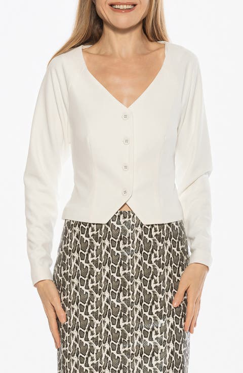 Delyra Back Belt Front Button Crop Top