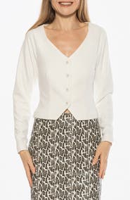 Alexia Admor Delyra Back Belt Front Button Crop Top