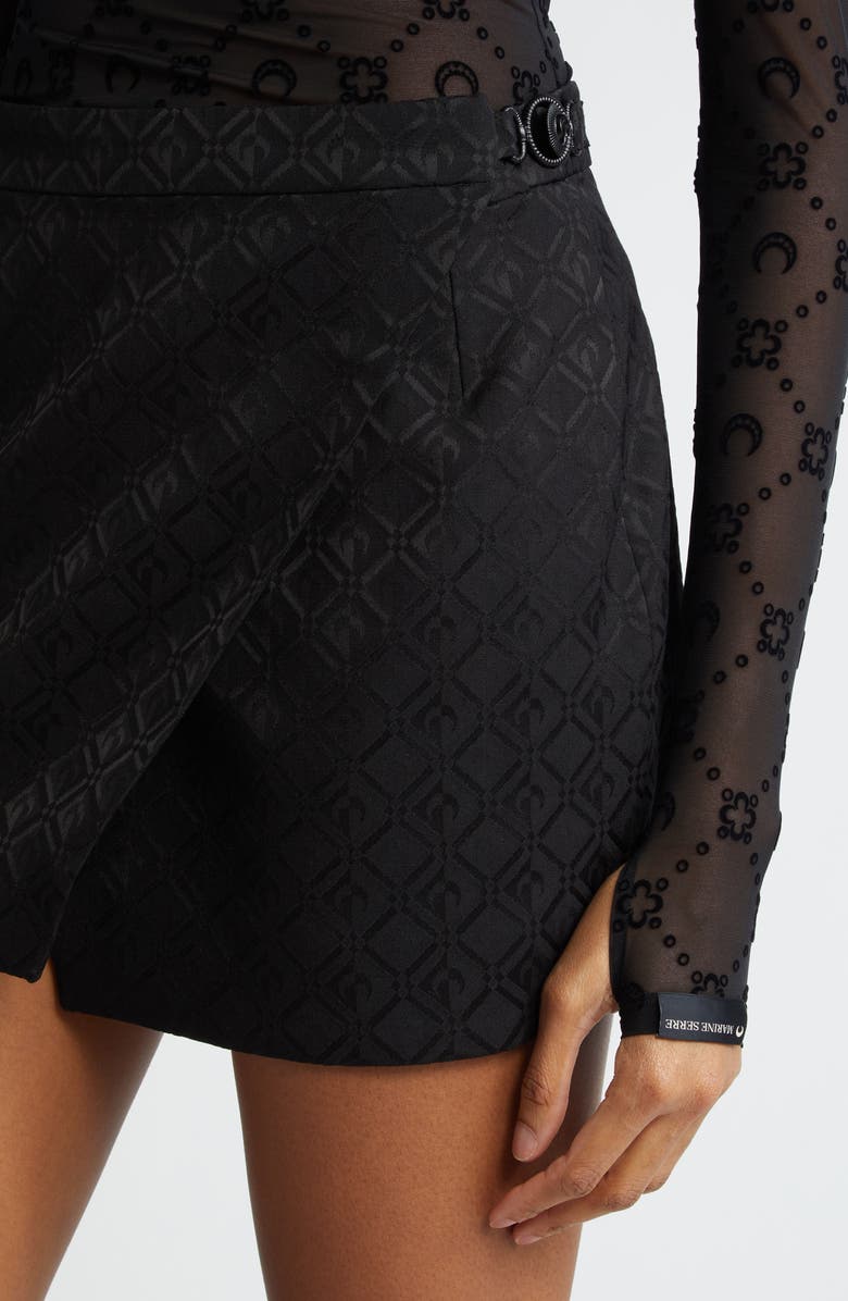 Marine Serre Moon Diamant Jacquard Skort, Alternate, color, Black