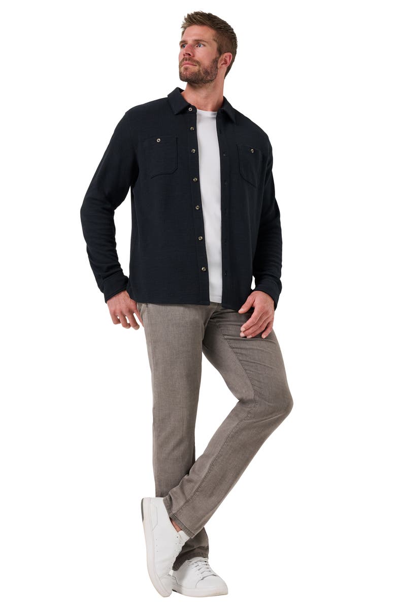 TravisMathew Cloud Waffle Knit Button-Up Shirt, Alternate, color, Black