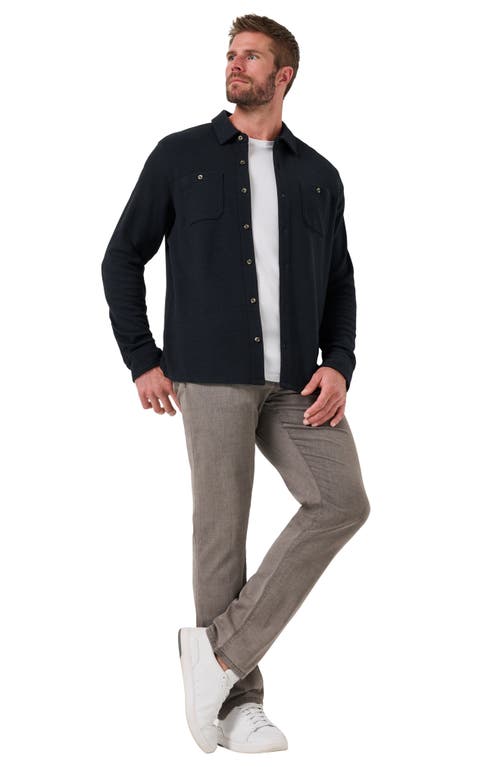 Travismathew Cloud Waffle Knit Button-up Shirt In Black