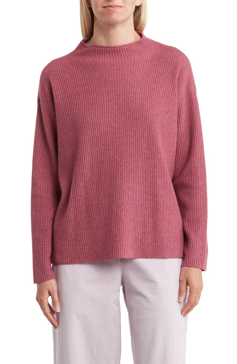Eileen Fisher Mock Neck Cashmere Sweater, Main, color, 