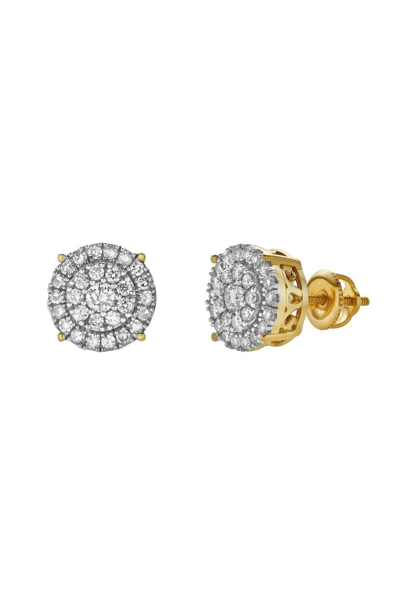 Luminelle 10K Yellow Gold Cluster Diamond Unisex Earrings - 0.53 Cts, Alternate, color, 10K Yellow Gold