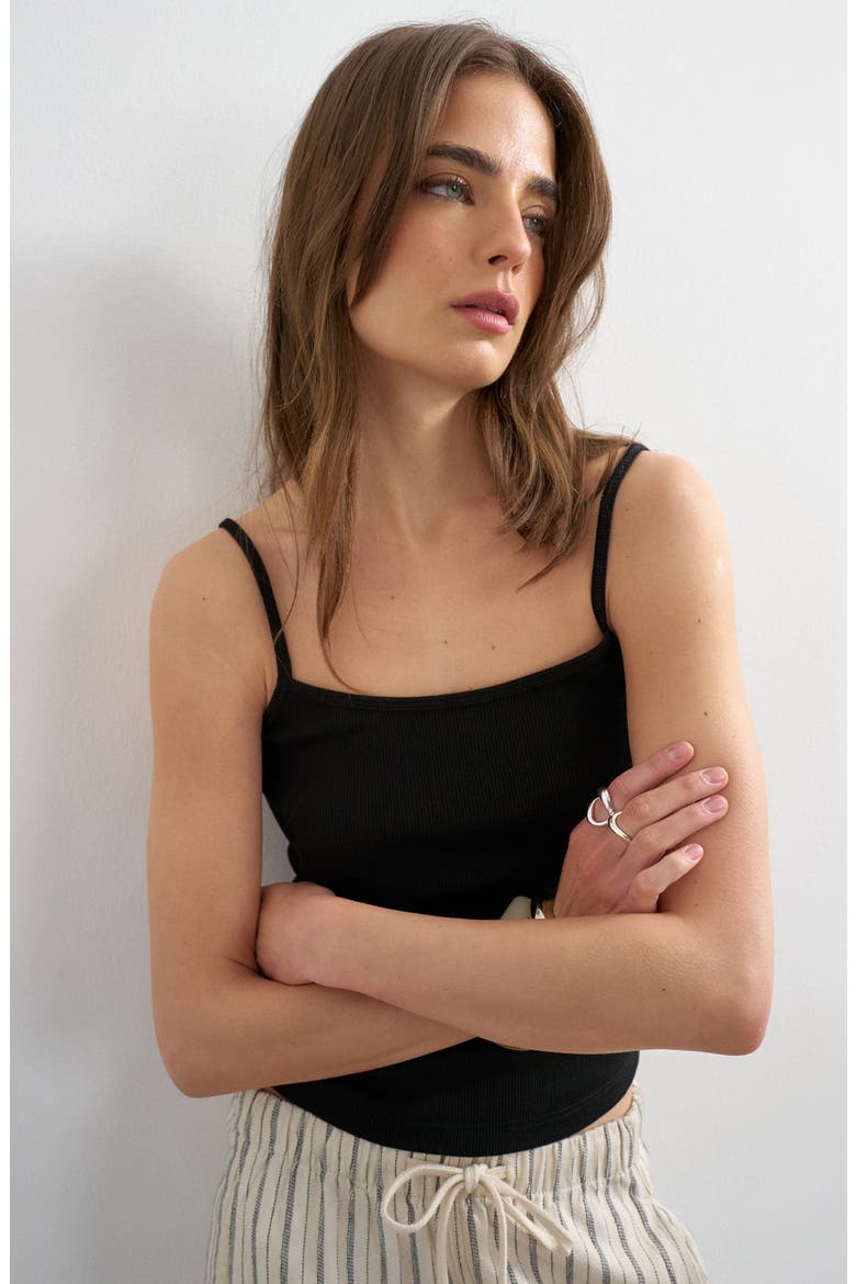 Ribbed Micro Camisole, Alternate, color, BLACK