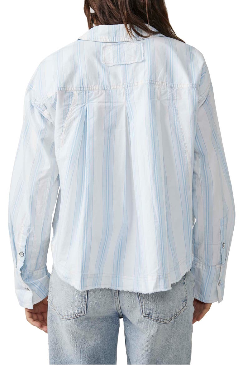 Kelia Stripe Trapeze Button-Up Shirt, Alternate, color, CRISP WHITE COMBO
