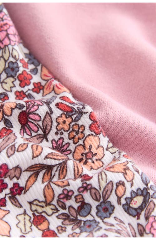 Next Kids' Reindeer Appliqué Graphic Sweatshirt & Floral Leggings Set In Brown