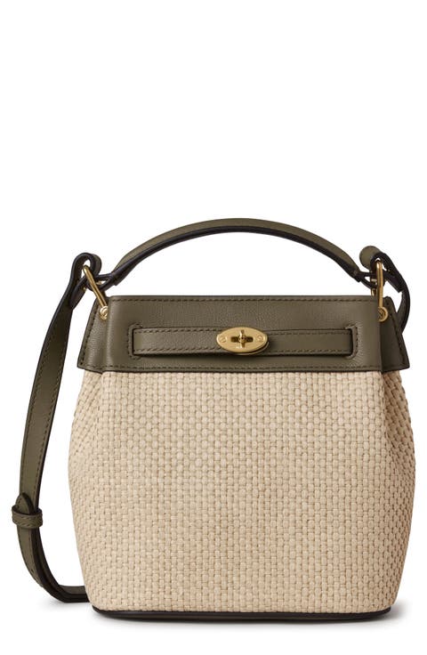 Mini Islington Woven Raffia & Leather Bucket Bag