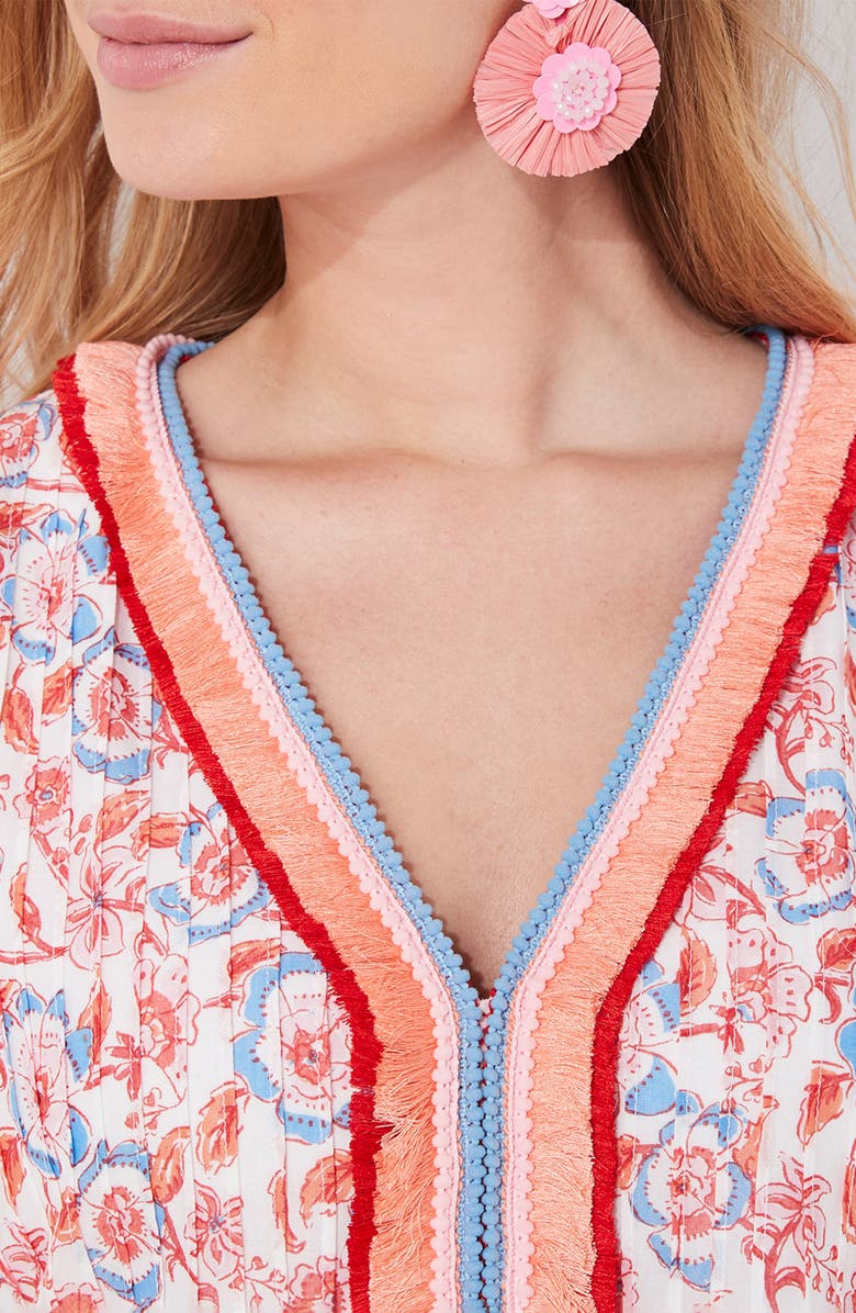 vineyard vines Floral Print Pintuck Cotton Lawn Minidress, Alternate, color,