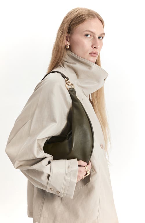 Hyer Goods Leather Convertible Hobo Crescent Ring Bag In Green