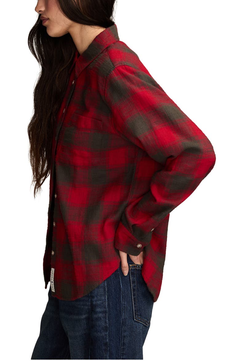 Clyde Plaid Coton Flannel Button-Up Shirt, Alternate, color, RED BUFFALO CHECK
