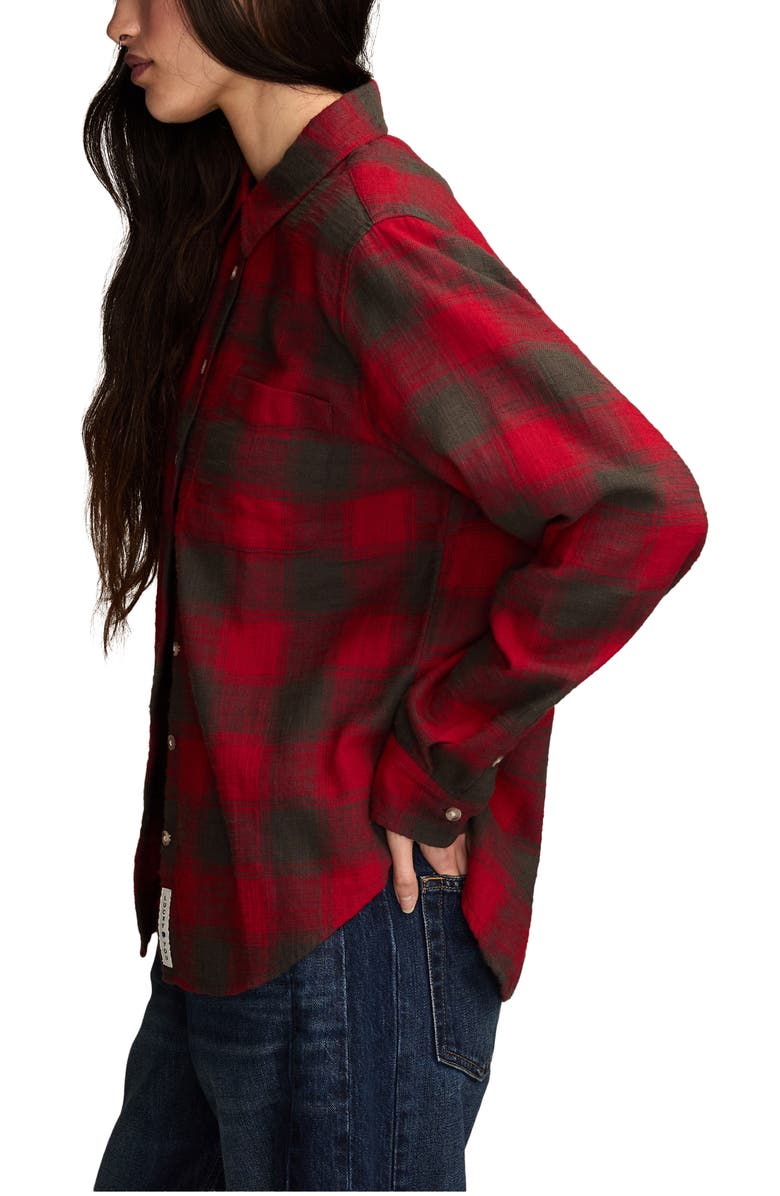 Lucky Brand Clyde Plaid Coton Flannel Button-Up Shirt, Alternate, color, Red Buffalo Check