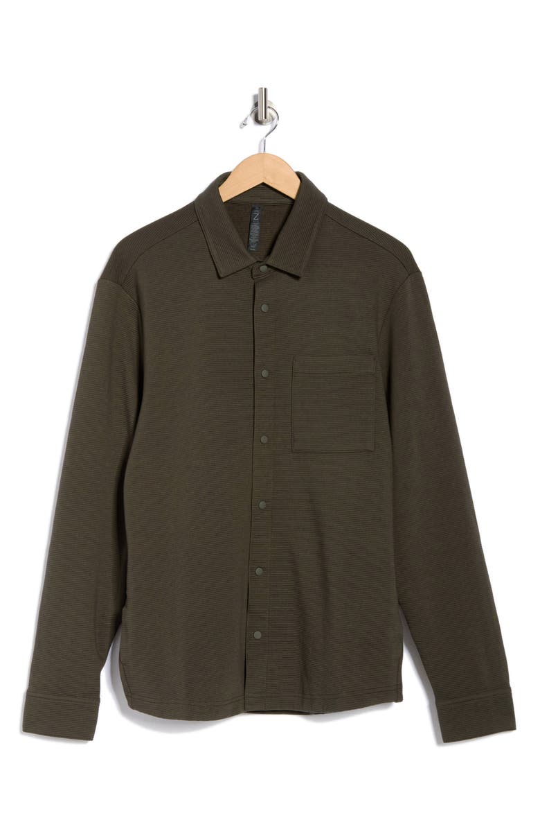 Z by Zella Cascade Ottoman Shirt Jacket, Main, color, Olive Tuscan