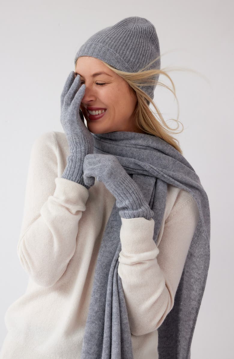 Nordstrom Rib Cashmere Beanie, Alternate, color, Black Rock