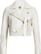 Anne Klein Faux Leather Crop Moto Jacket
