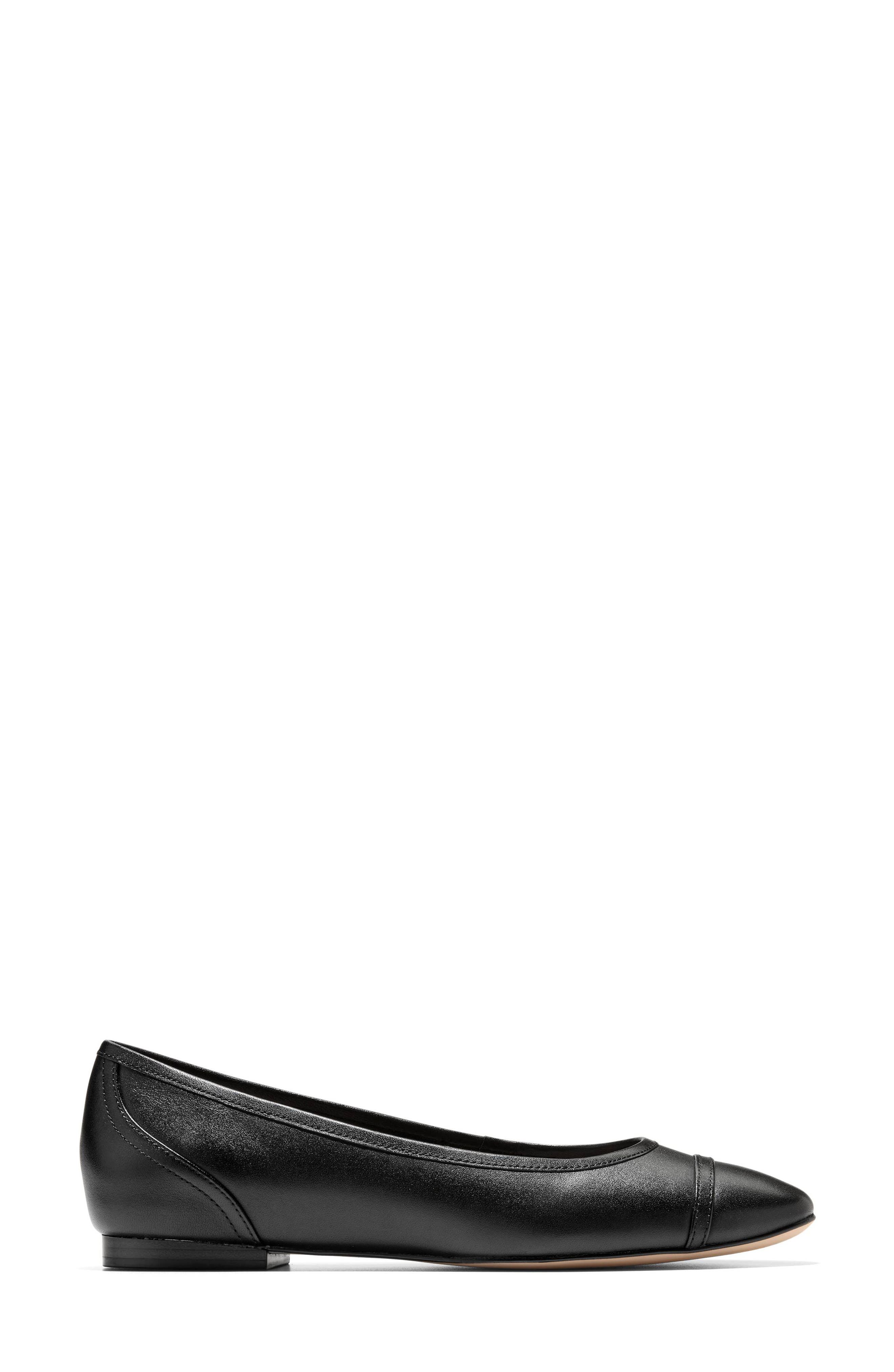 Cole Haan Raquelle Demi Wedge Ballet Flat, Alternate, color, Black Leather
