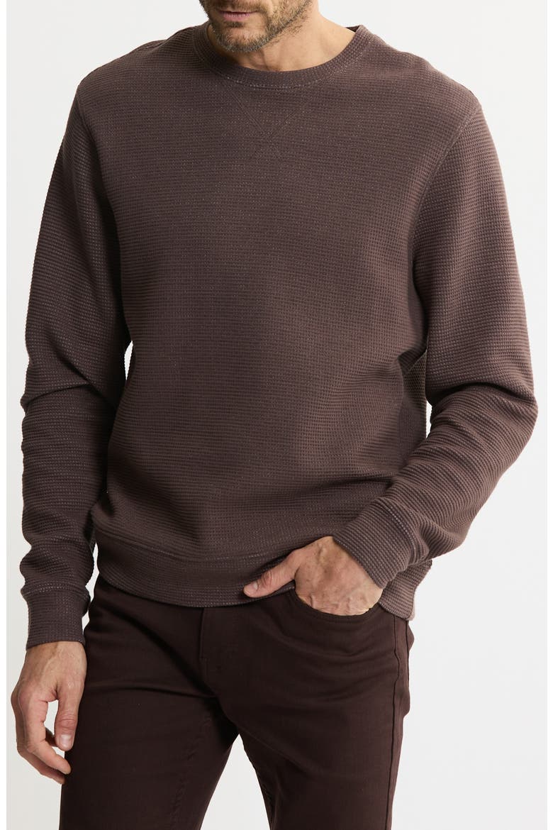 Textured Knit Crewneck Sweatshirt, Main, color, BROWN