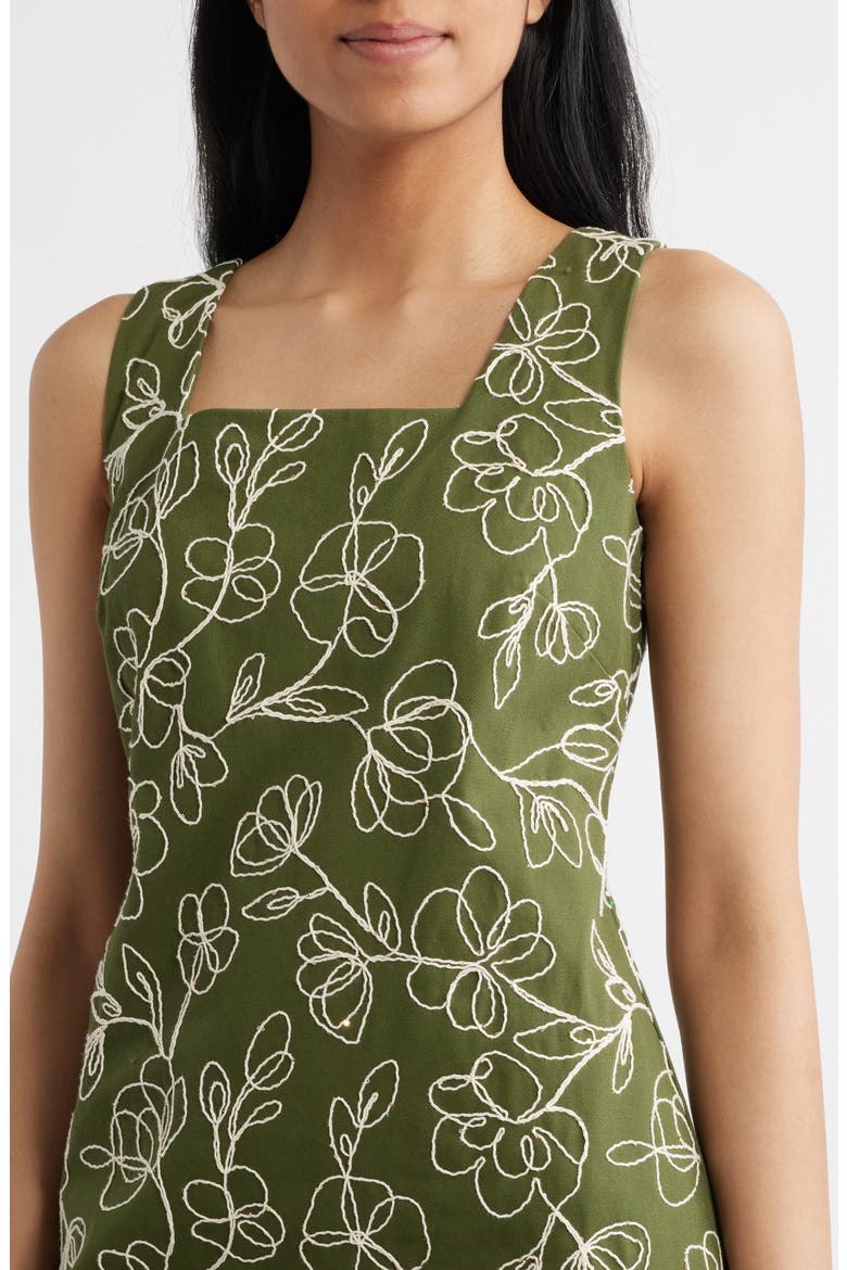 Floral Embroidered Sheath Minidress, Alternate, color, AGAVE