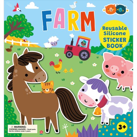 Reusable Silicone Sticker Book, Farm, Kids 3+