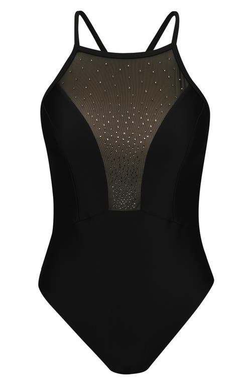 L Agence Belle Shine One-piece Swimsuit In Black In Black