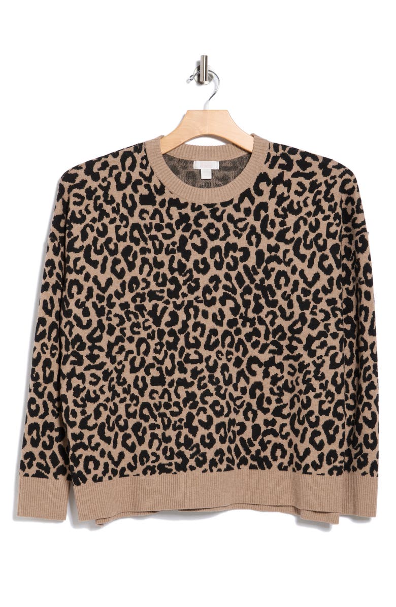 NORDSTROM RACK Crewneck Jacquard Sweater, Alternate, color, Tan Portabella Allie Animal