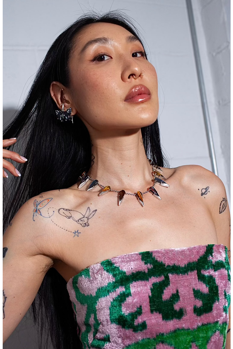 Saber Tooth Necklace, Alternate, color, Angora Silver