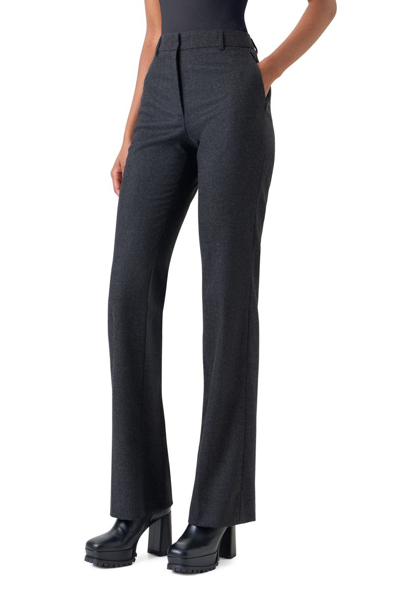 Marilyn High Waist Wool & Silk Flannel Pants, Alternate, color, CHARCOAL