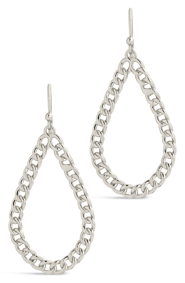 Sterling Forever Nikole Chain Link Teardrop Earrings, Alternate, color, Silver