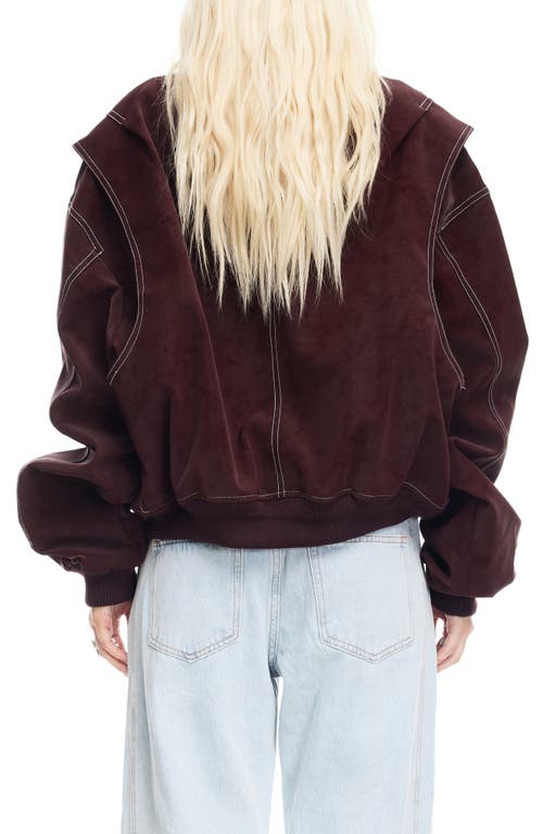 Lioness Vista Faux Suede Bomber Jacket In Brown