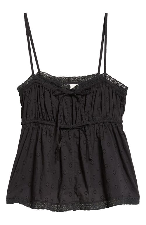 Ulla Johnson Quinn Lace-trimmed Gathered Cotton Top In Noir