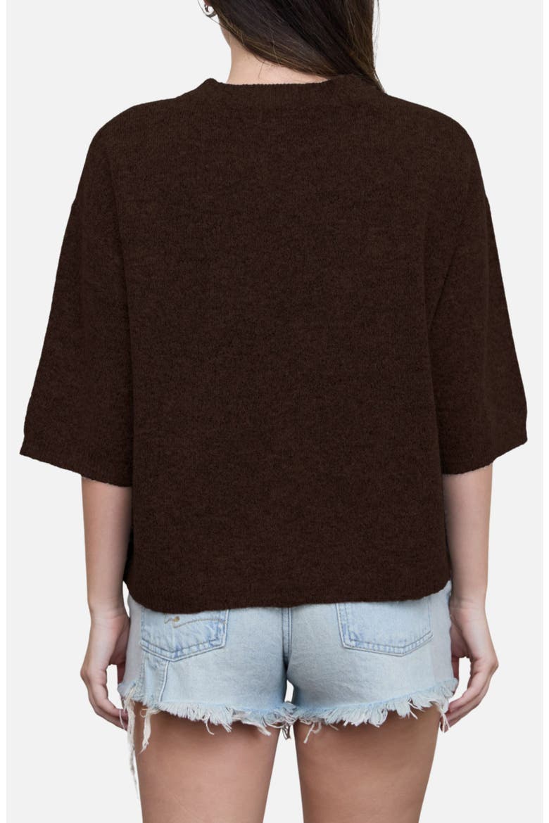 Crewneck Sweater with Elbow Length Sleeves, Alternate, color, CHOCOLATE BROWN