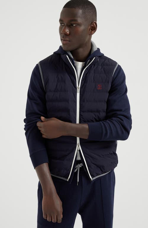 Brunello Cucinelli Nylon Down Vest In Navy Blue