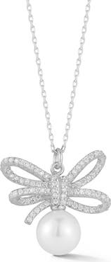 SPHERA MILANO Freshwater Pearl Bow Pendant Necklace