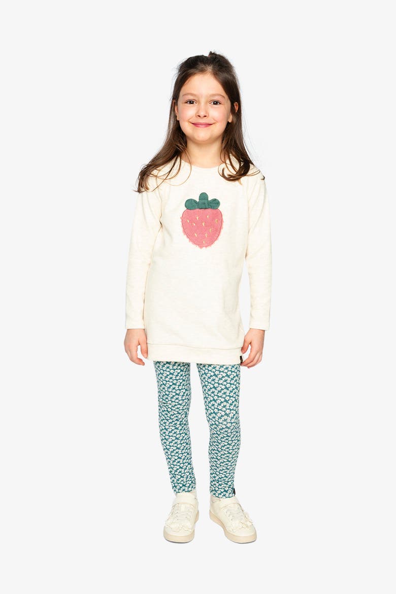 Brushed Jersey Strawberry Appliqué Raglan Sleeve Tunic, Alternate, color, Beige