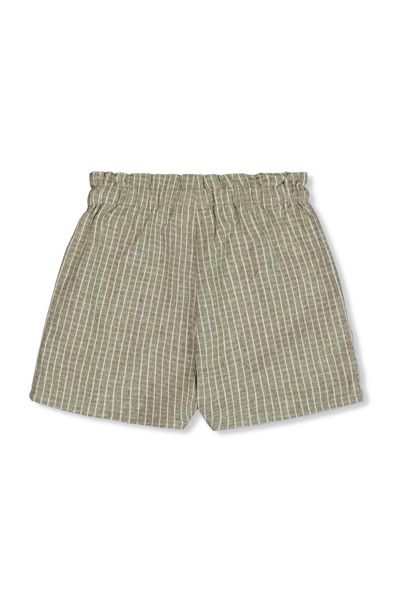 Deux par Deux Girl's Linen Short With Pockets Medium Green And Cream Striped, Alternate, color,