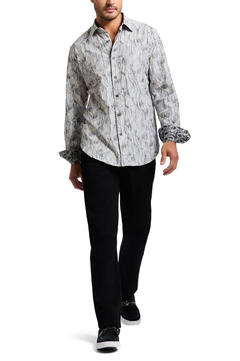 Lagos Long Sleeve Cotton Blend Button-Shirt, Alternate, color, OLIVE