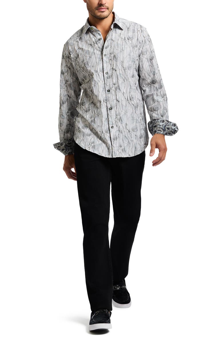 Robert Graham Lagos Long Sleeve Cotton Blend Button-Shirt, Alternate, color, Olive