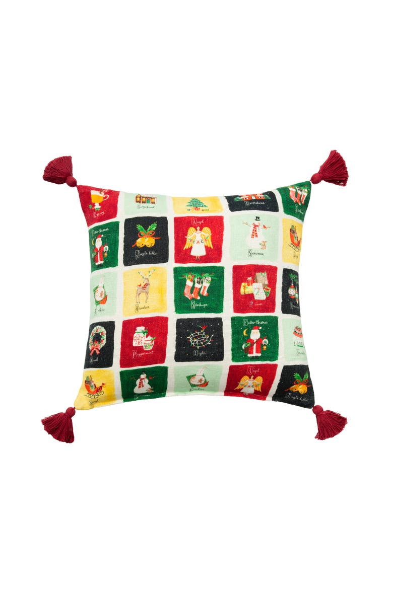 C&F Home Alphabet Grid Printed & Embellished Christmas Throw Pillow, Main, color, Green