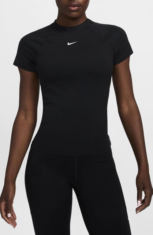 Nike Women's  Pro Dri-fit Short-sleeve Top In Black/white