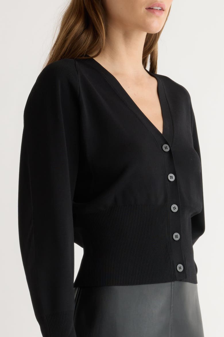Carson Button-Front Cardigan, Alternate, color, Black